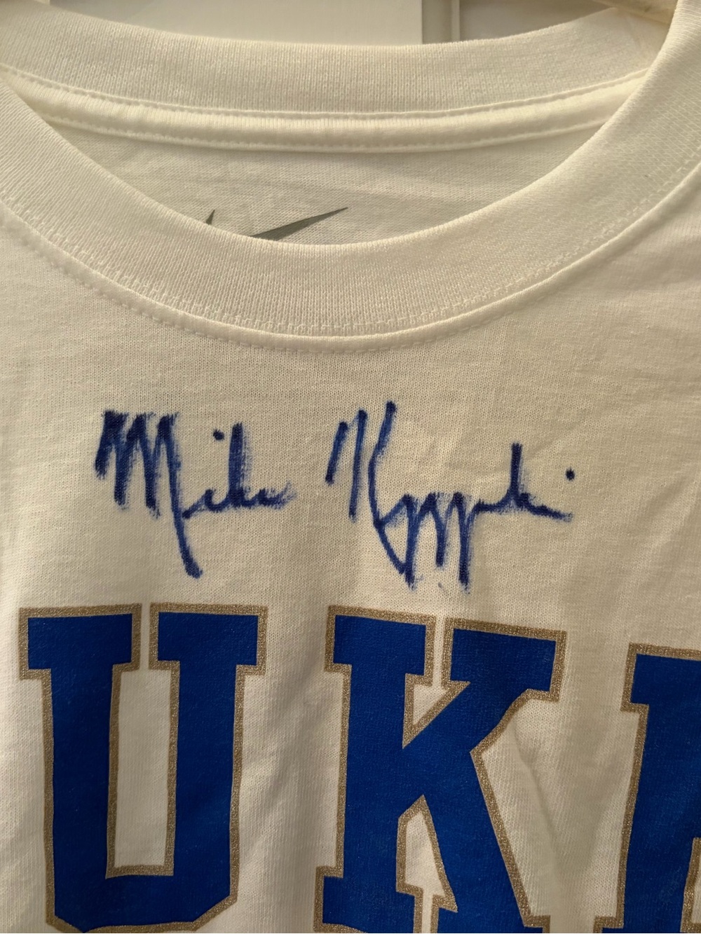 Coach K Autographed Duke Basketball Nike White Short-Sleeve Logo T-Shirt - Picture 3 of 3